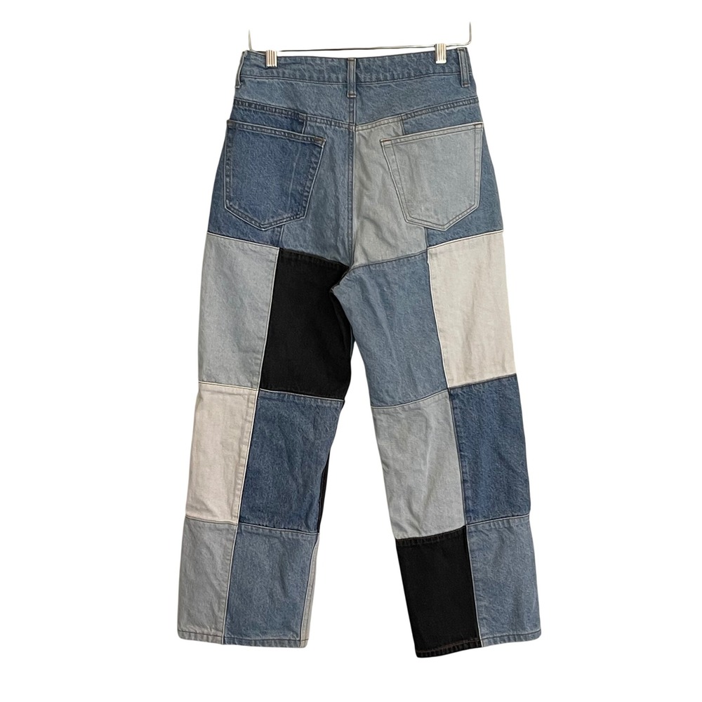 Signature 8 Patchwork Denim Jeans High Rise Multi Color Straight Leg Size Medium